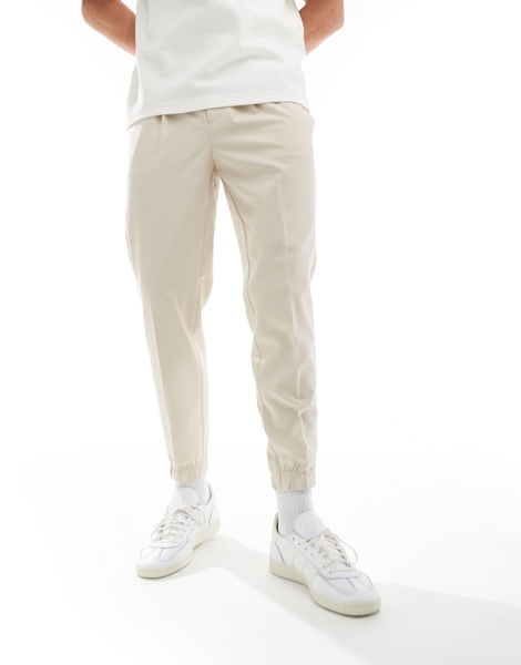 ASOS DESIGN tapered jogger pants in stone