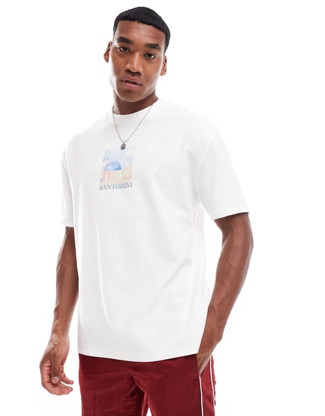 ASOS DESIGN relaxed t-shirt in textured white with city front print