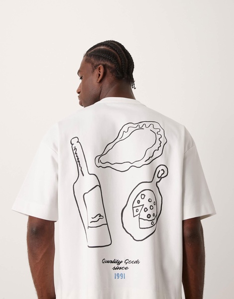 ASOS DESIGN boxy oversized T-shirt in premium heavyweight 300gsm white with abstract back print