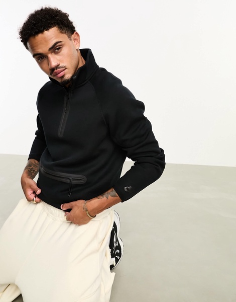 Nike Tech Fleece half zip sweatshirt in black