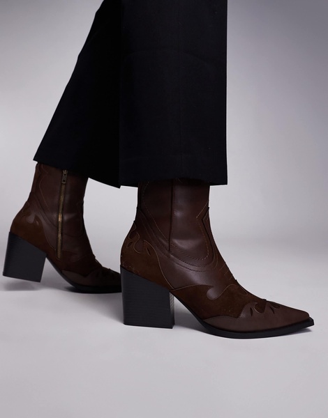 ASOS DESIGN western chelsea boots in brown with cuban heel