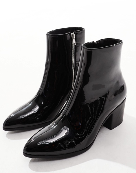 ASOS DESIGN heeled chelsea boots in black patent