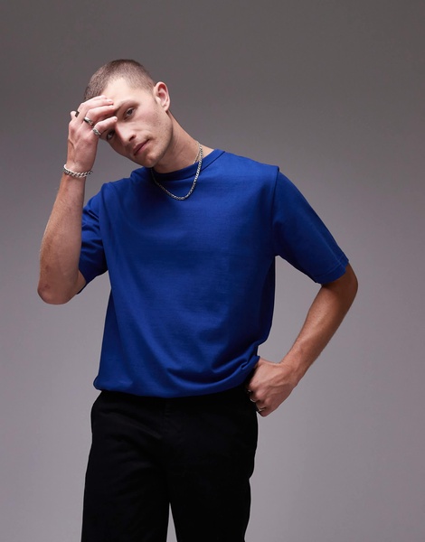 ARKET heavyweight jersey oversized t-shirt in blue