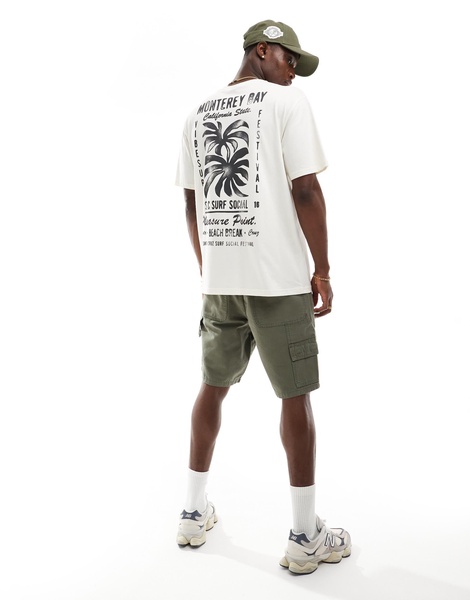 ONLY & SONS relaxed T-shirt with palm tree back print in off white