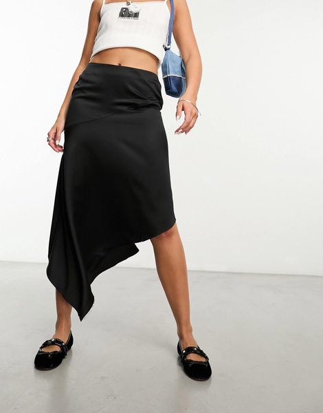 COLLUSION studios asymmetric satin skirt in black - part of a set