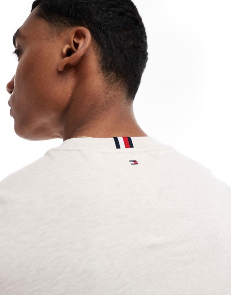 Tommy Hilfiger small logo tipped T-shirt in off white