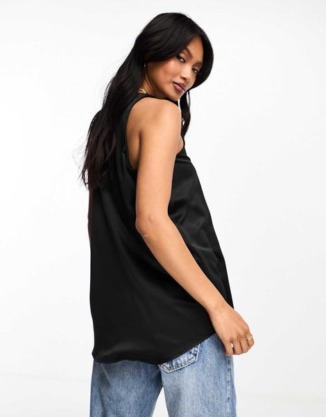 River Island racer tank with scoop neck in black