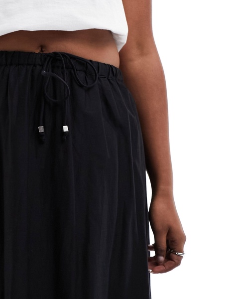 Cotton On maxi prairie skirt with lace trim detail in black