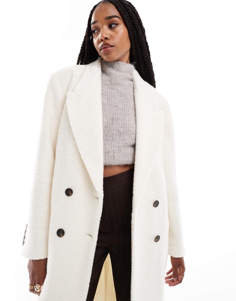 ASOS DESIGN Tall cozy boucle dad coat in cream