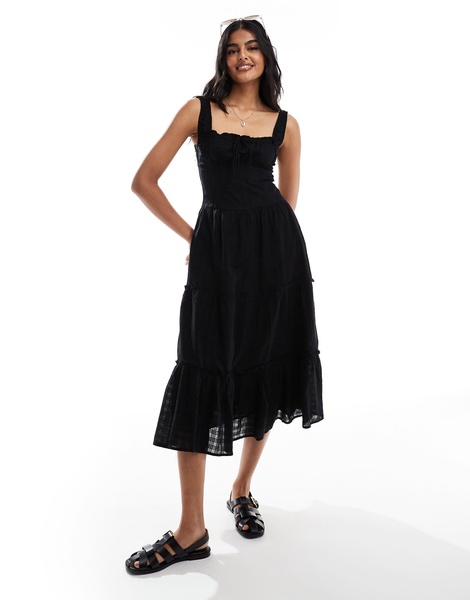 Cotton On maxi prairie dress in black