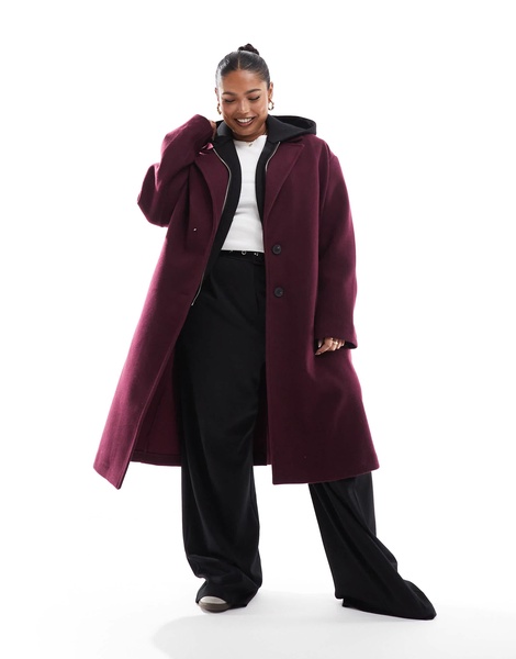 ASOS DESIGN Curve chuck on formal coat in burgundy