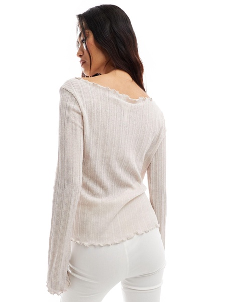 Object lettuce edge long sleeve top in sandshell