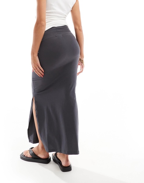 Mamalicious Maternity jersey maxi skirt in magnet gray