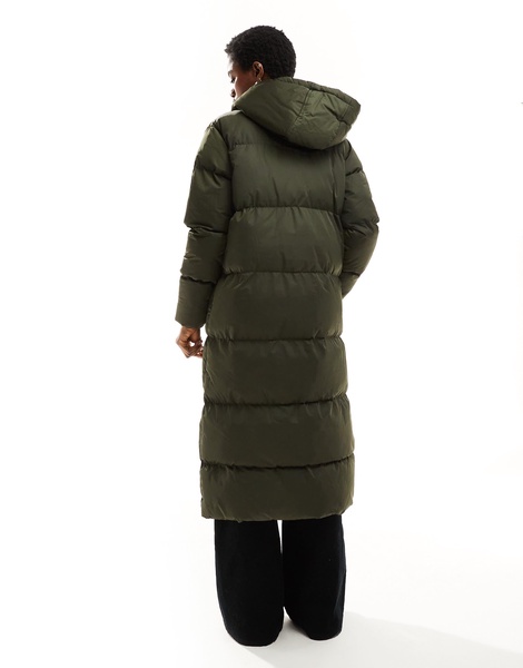 French Connection long length hooded padded jacket in khaki