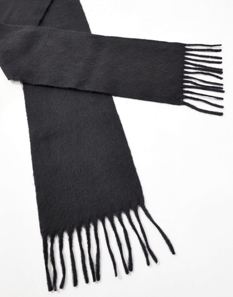 ASOS DESIGN wool mix scarf in black tassel design