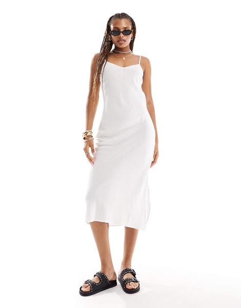 Cotton On 90s cami maxi slip dress in white linen mix