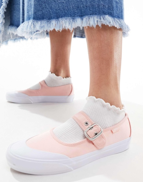 Vans Mary Jane sneaker flats in pink and white