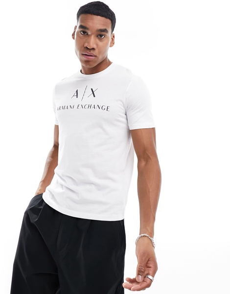 Armani Exchange chest logo slim fit T-shirt in white