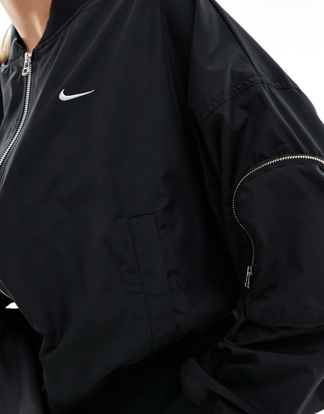 Nike essenitals oversized bomber jacket in black