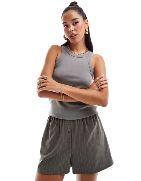 Mango racer tank top in washed gray