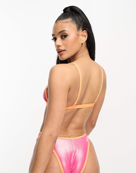 Speedo solid foil multiway bikini top in pink