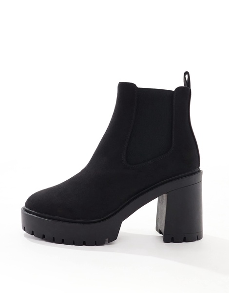 ASOS DESIGN Elma heeled chunky chelsea boots in black