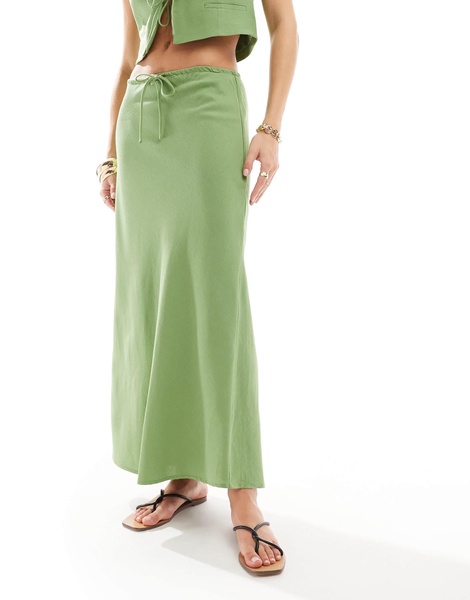 Mango linen mix skirt in green - part of a set