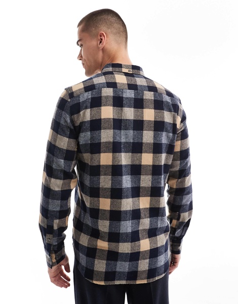 French Connection long sleeve check flannel shirt in camel