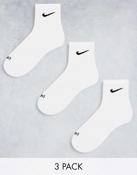 Nike Training Everyday Plus Cushioned 3-pack ankle socks in white