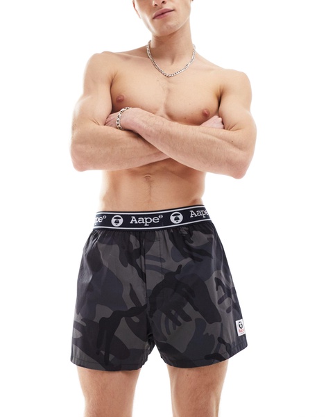 Aape By A Bathing Ape camo print boxer shorts in black