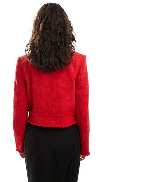 Mango cropped tailored jacket in red