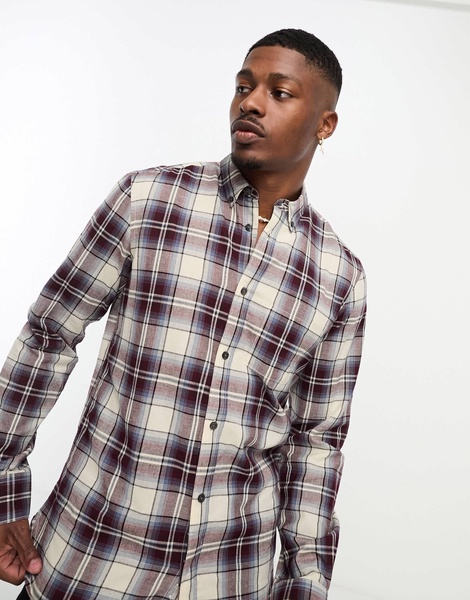 French Connection shadow check shirt in burgundy