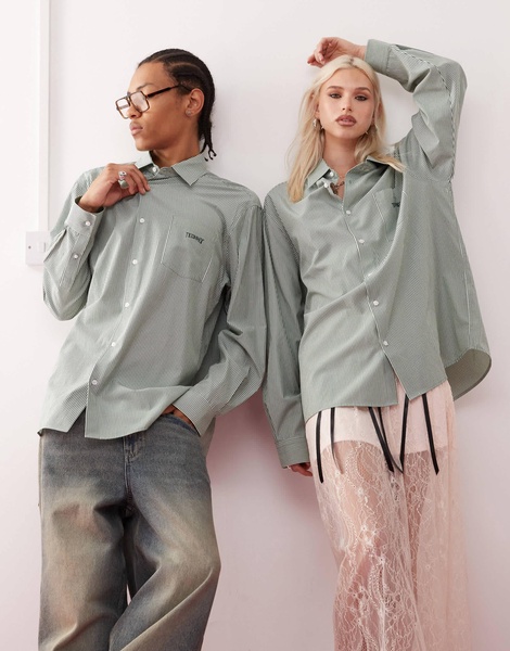 COLLUSION Unisex oversized striped shirt in mint