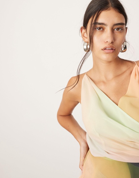 ASOS EDITION wrap front cami top with asymmetric hem in ombre print