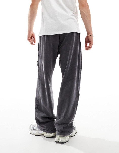 ADPT wide leg sweatpants in gray acid wash