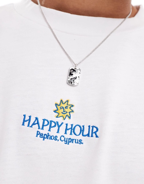 Cotton On relaxed boxy T-shirt with happy hour sunshine graphic