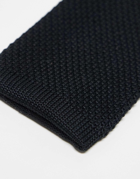 Twisted Tailor knitted tie in black