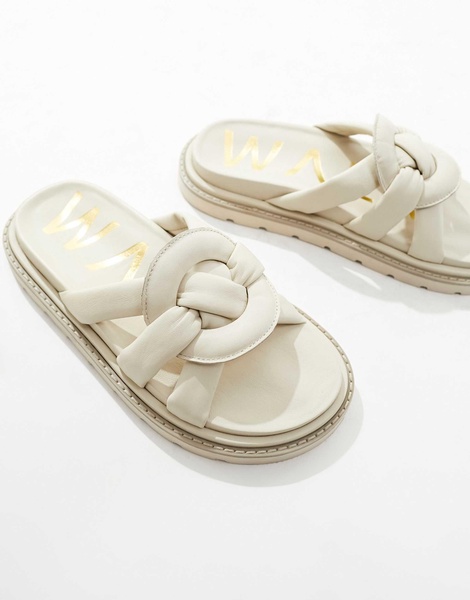 Walk London Budapest padded sandals in off-white leather