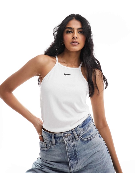 Nike Essential ribbed top in white