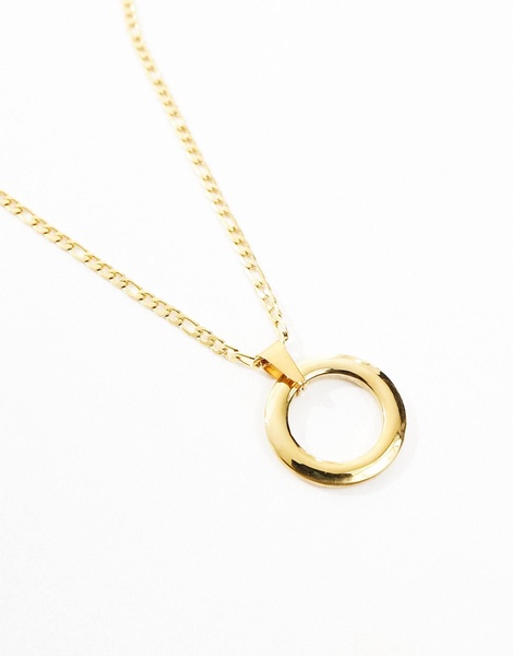 Petit Moments serena stainless steel long necklace with circular pendant in gold