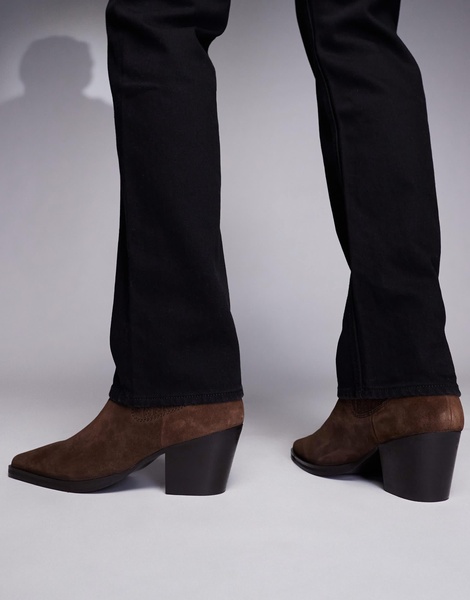 ASOS DESIGN chelsea boots in brown suede with cuban heel