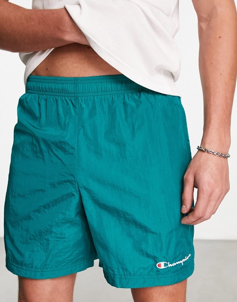 Champion nylon warm up shorts in teal