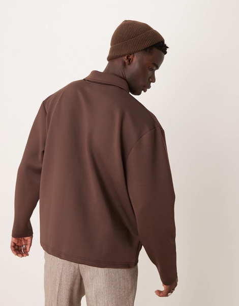 ASOS DESIGN oversized scuba jacket in brown