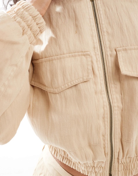 Mango textured lightweight jacket in light beige - part of a set