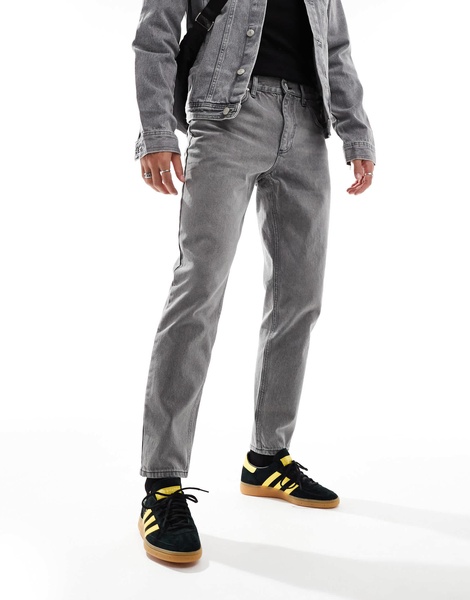 ASOS DESIGN tapered fit jeans in washed gray