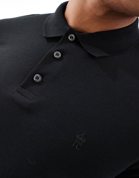 French Connection 2 pack short sleeve polo shirt in black and charcoal