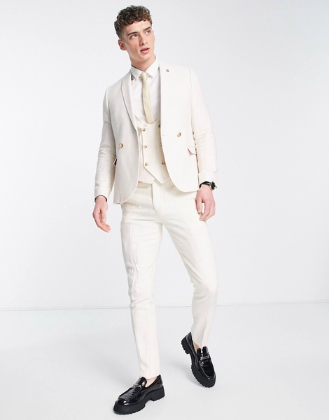 Twisted Tailor pegas suit vest in off white