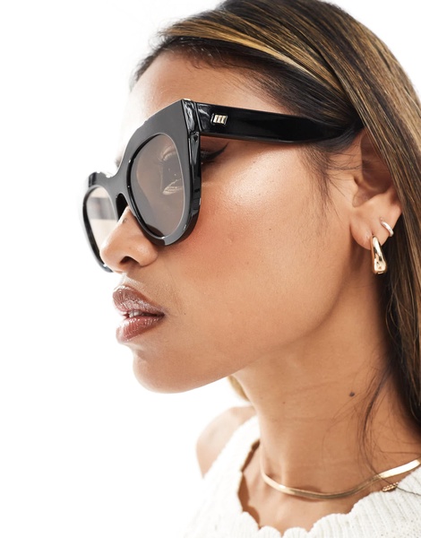 Le Specs X ASOS air heart cat eye sunglasses in black with brown lens