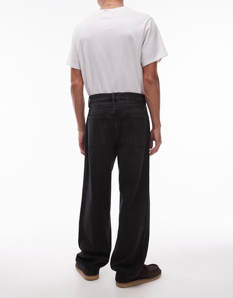 ARKET Mist low rise baggy wide leg jeans in washed black