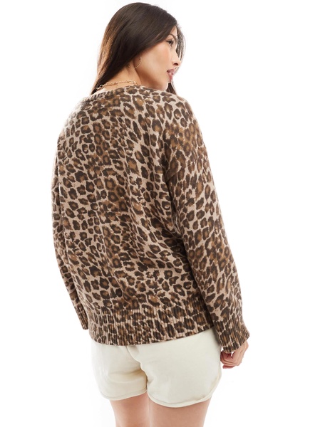 Cotton On luxe crew pullover knit sweater in leopard